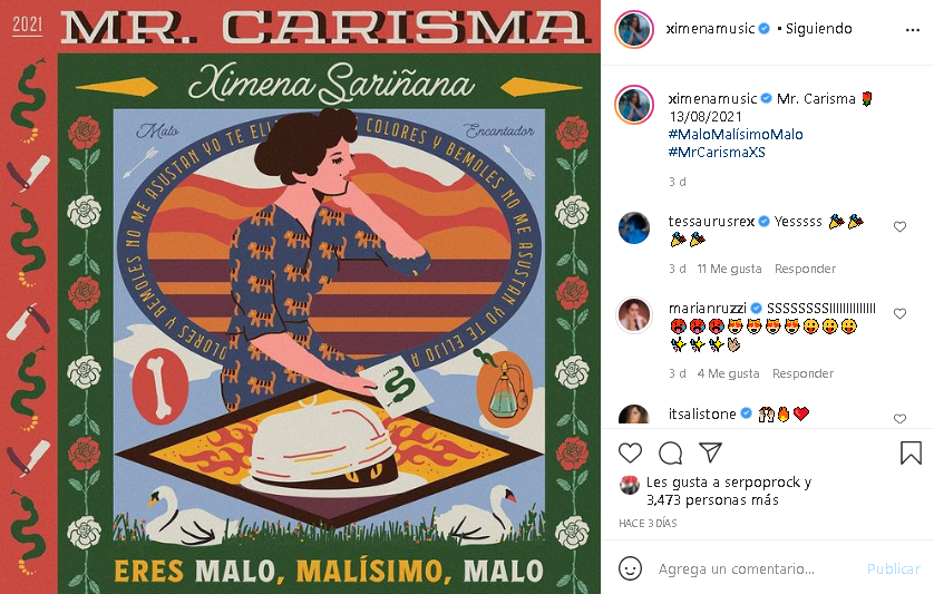 Ximena Sariñana comparte con fans la portada de su nuevo álbum y sencillo "Mr. Carisma"